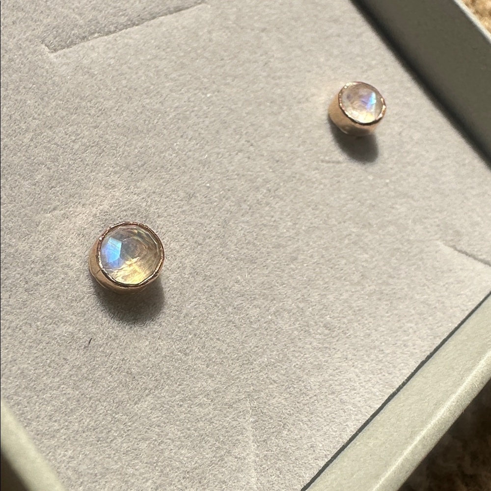 14k Gold filled 6mm rainbow moonstone earring studs